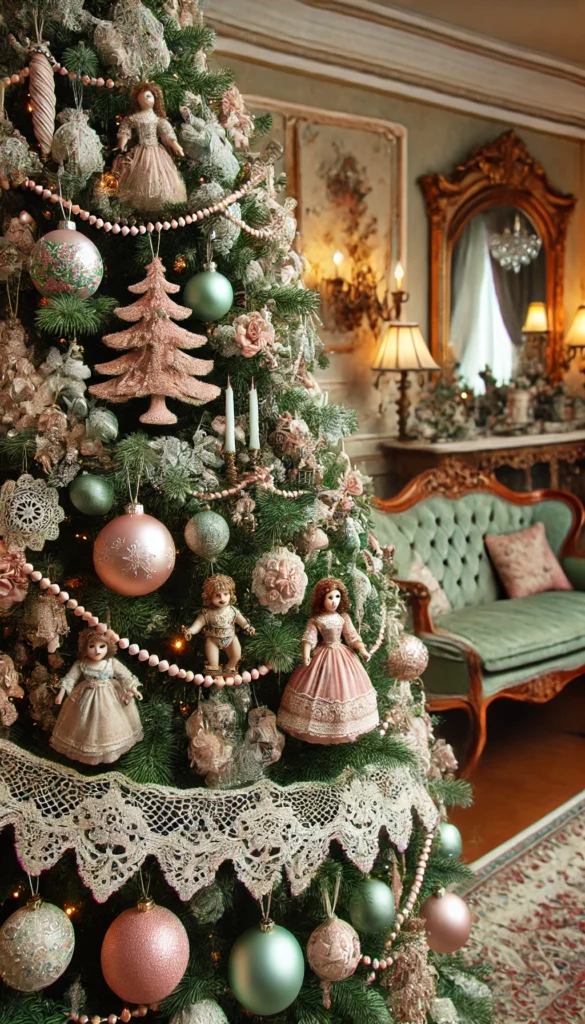 Christmas Tree Decoration with pink ornaments