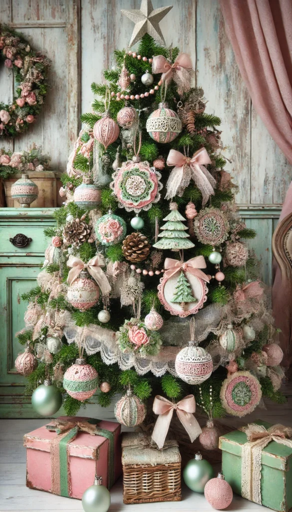 Christmas Tree Decoration with pink ornaments